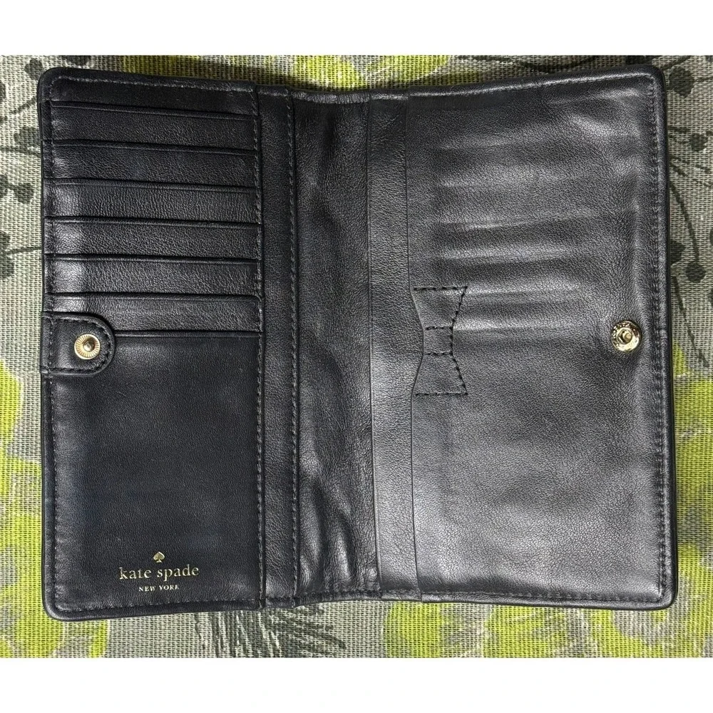 Kate Spade Quilted Leather‎ Wallet Black Puffer Style Elevated Classic